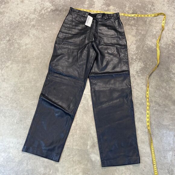Alfani Genuine Lambs Leather Pants Womens 30 Black Straight Leg Lined Biker Chic